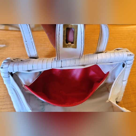 Vintage 1960's White Painted Wicker Bucket/Pail Purse Handbag Boho Retro Hippie - Picture 8 of 16